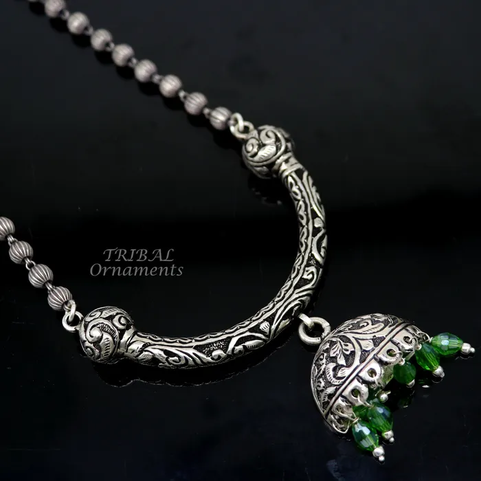 TRIBAL ORNAMENTS Necklaces 925 sterling silver handmade 55mm beaded long necklace with unique design traditional cultural trendy functional necklace jewelry set546 TRIBAL ORNAMENTS Necklaces 925 sterling silver handmade 55mm beaded long necklace with unique design traditional cultural trendy functional necklace jewelry set546