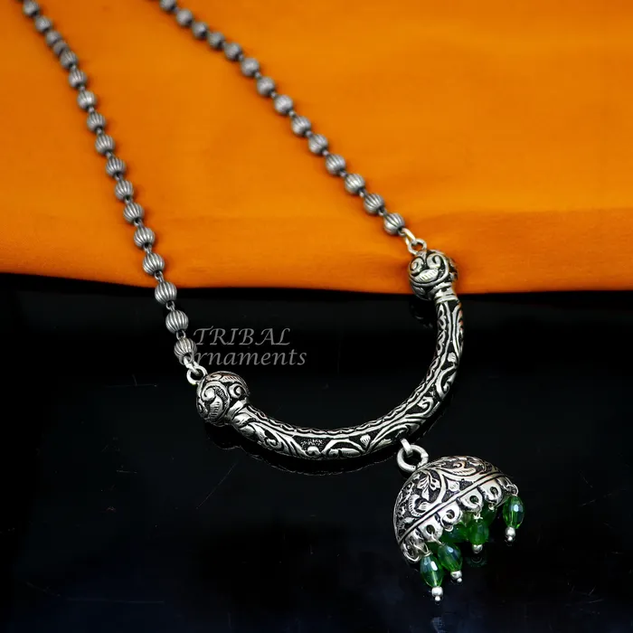 TRIBAL ORNAMENTS Necklaces 925 sterling silver handmade 55mm beaded long necklace with unique design traditional cultural trendy functional necklace jewelry set546 TRIBAL ORNAMENTS Necklaces 925 sterling silver handmade 55mm beaded long necklace with unique design traditional cultural trendy functional necklace jewelry set546