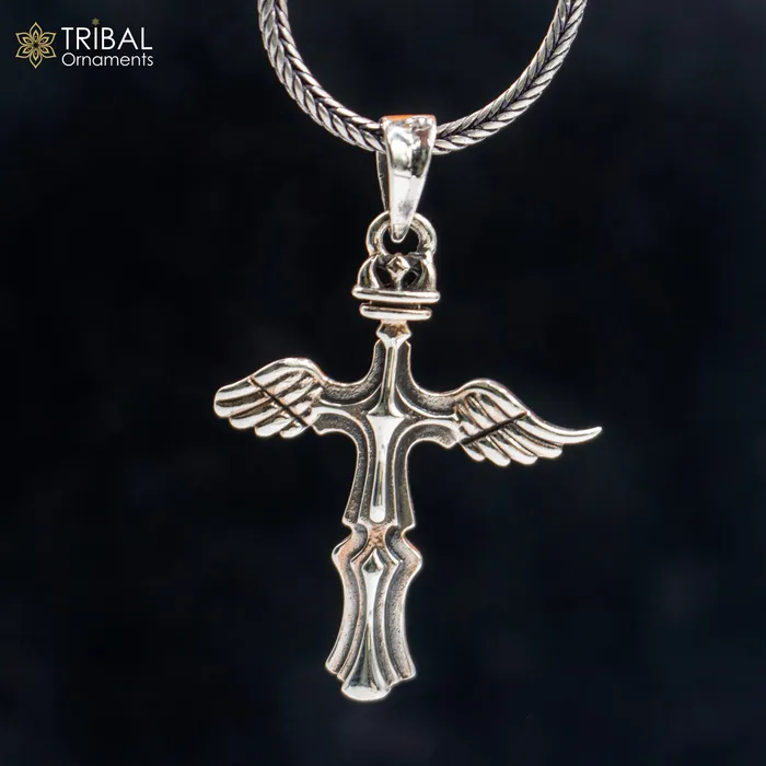 TRIBAL ORNAMENTS Necklaces 925 sterling silver handmade cross Silver Pendant with chain tribal jewellery nsp1045 TRIBAL ORNAMENTS Necklaces 925 sterling silver handmade cross Silver Pendant with chain tribal jewellery nsp1045