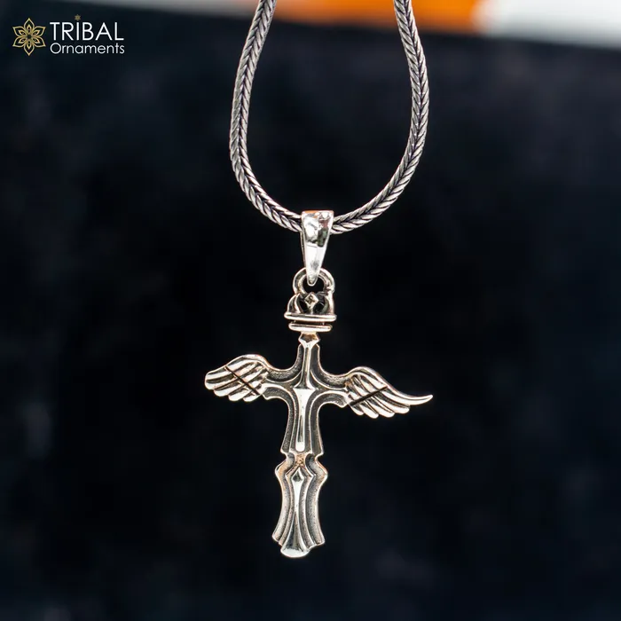 TRIBAL ORNAMENTS Necklaces 925 sterling silver handmade cross Silver Pendant with chain tribal jewellery nsp1045 TRIBAL ORNAMENTS Necklaces 925 sterling silver handmade cross Silver Pendant with chain tribal jewellery nsp1045