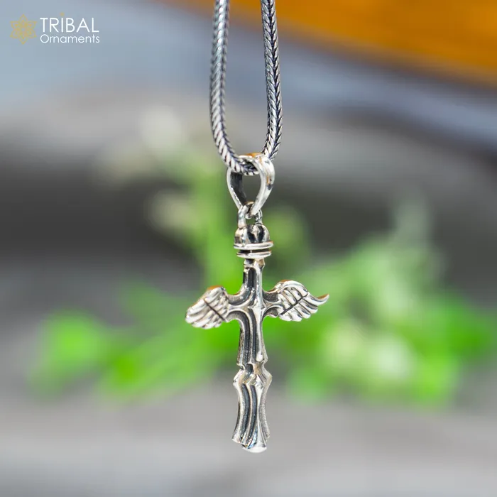 TRIBAL ORNAMENTS Necklaces 925 sterling silver handmade cross Silver Pendant with chain tribal jewellery nsp1045 TRIBAL ORNAMENTS Necklaces 925 sterling silver handmade cross Silver Pendant with chain tribal jewellery nsp1045