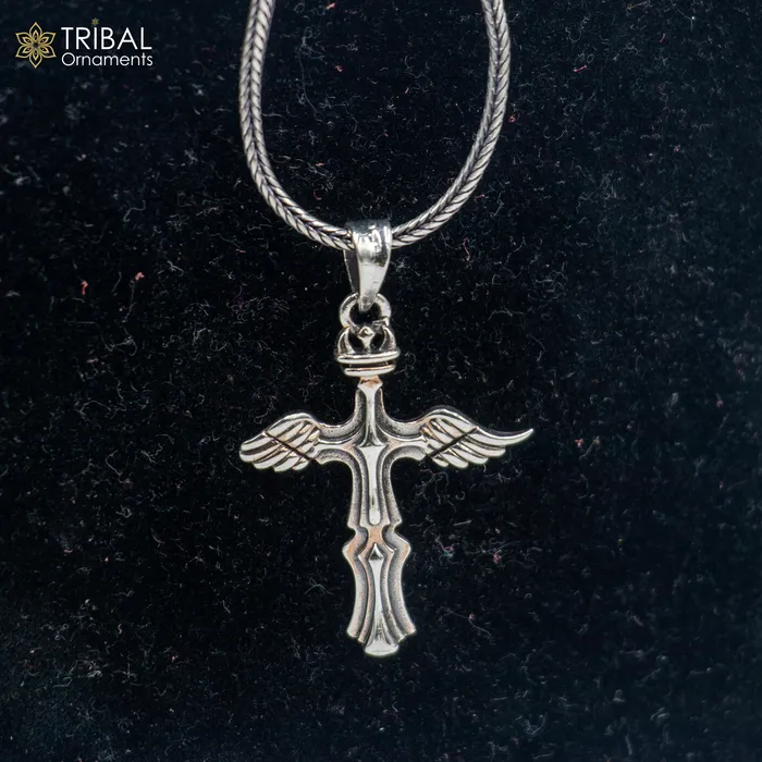 TRIBAL ORNAMENTS Necklaces 925 sterling silver handmade cross Silver Pendant with chain tribal jewellery nsp1045 TRIBAL ORNAMENTS Necklaces 925 sterling silver handmade cross Silver Pendant with chain tribal jewellery nsp1045