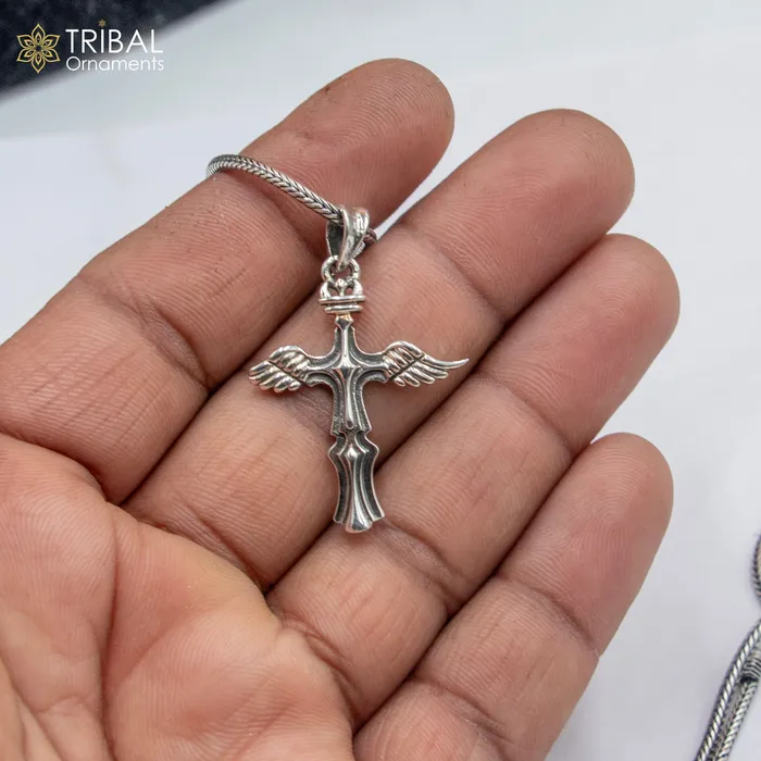 TRIBAL ORNAMENTS Necklaces 925 sterling silver handmade cross Silver Pendant with chain tribal jewellery nsp1045 TRIBAL ORNAMENTS Necklaces 925 sterling silver handmade cross Silver Pendant with chain tribal jewellery nsp1045