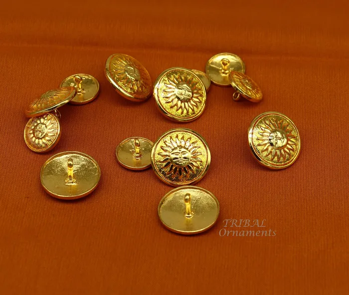 TRIBAL ORNAMENTS Necklaces 925 Sterling silver handmade gorgeous sun face design buttons set of 13 pc for mens coat or suit best jewelry for all occasions btn22