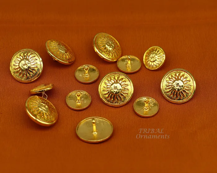 TRIBAL ORNAMENTS Necklaces 925 Sterling silver handmade gorgeous sun face design buttons set of 13 pc for mens coat or suit best jewelry for all occasions btn22
