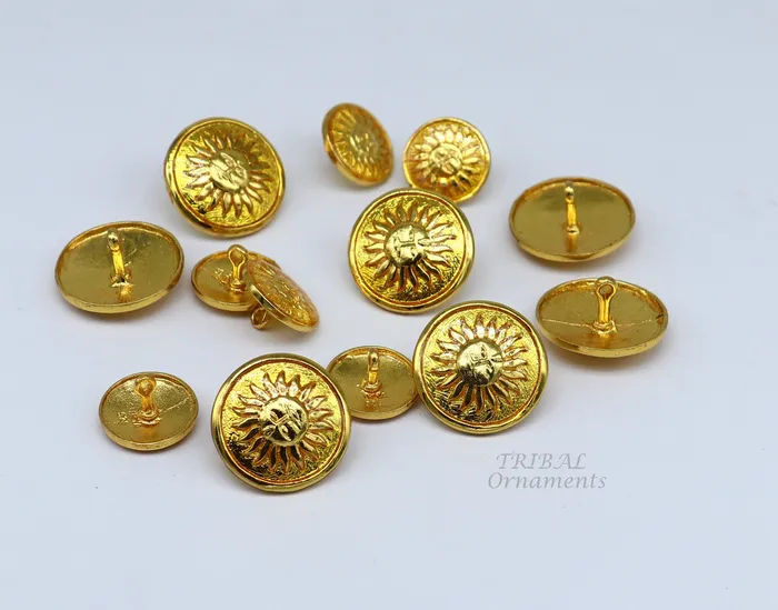 TRIBAL ORNAMENTS Necklaces 925 Sterling silver handmade gorgeous sun face design buttons set of 13 pc for mens coat or suit best jewelry for all occasions btn22