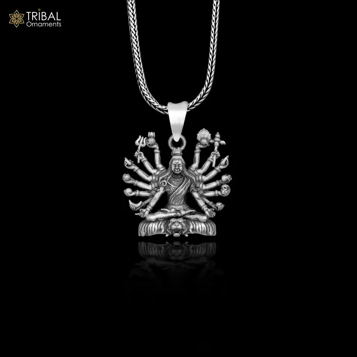 TRIBAL ORNAMENTS Necklaces 925 sterling silver handmade lord shiva mahakalPendant with chain tribal jewellery nsp1006