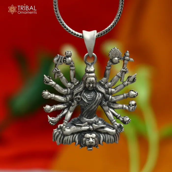 TRIBAL ORNAMENTS Necklaces 925 sterling silver handmade lord shiva mahakalPendant with chain tribal jewellery nsp1006