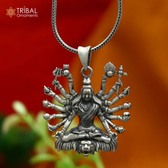 TRIBAL ORNAMENTS Necklaces 925 sterling silver handmade lord shiva mahakalPendant with chain tribal jewellery nsp1006
