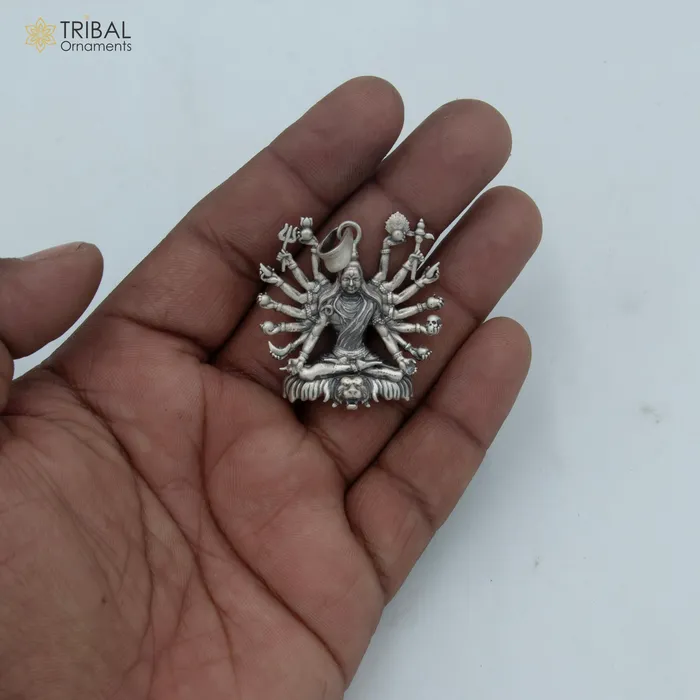 TRIBAL ORNAMENTS Necklaces 925 sterling silver handmade lord shiva mahakalPendant with chain tribal jewellery nsp1006