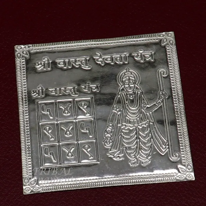 TRIBAL ORNAMENTS Necklaces 925 sterling silver handmade Shree Vastu Yantra best for your homeSilver vastu yantram puja article from india su885