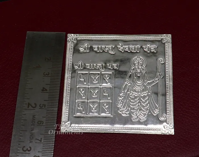 TRIBAL ORNAMENTS Necklaces 925 sterling silver handmade Shree Vastu Yantra best for your homeSilver vastu yantram puja article from india su885