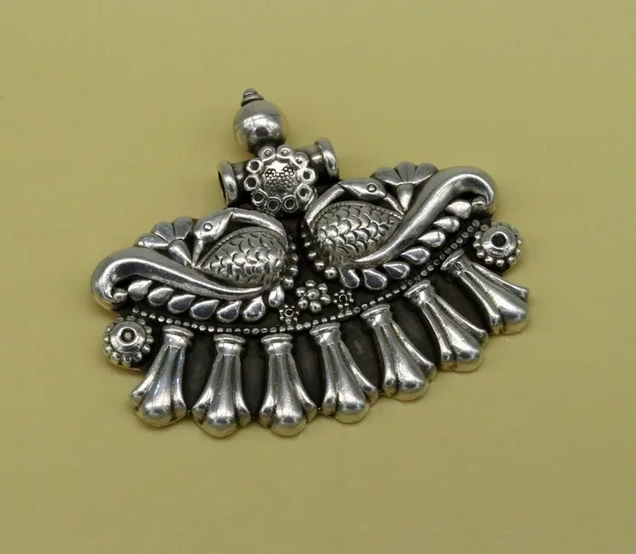 TRIBAL ORNAMENTS Necklaces 925 sterling silver handmade vintage design customized peacock pendant amazing oxidized tribal ethnic jewelry personalized gift nsp403