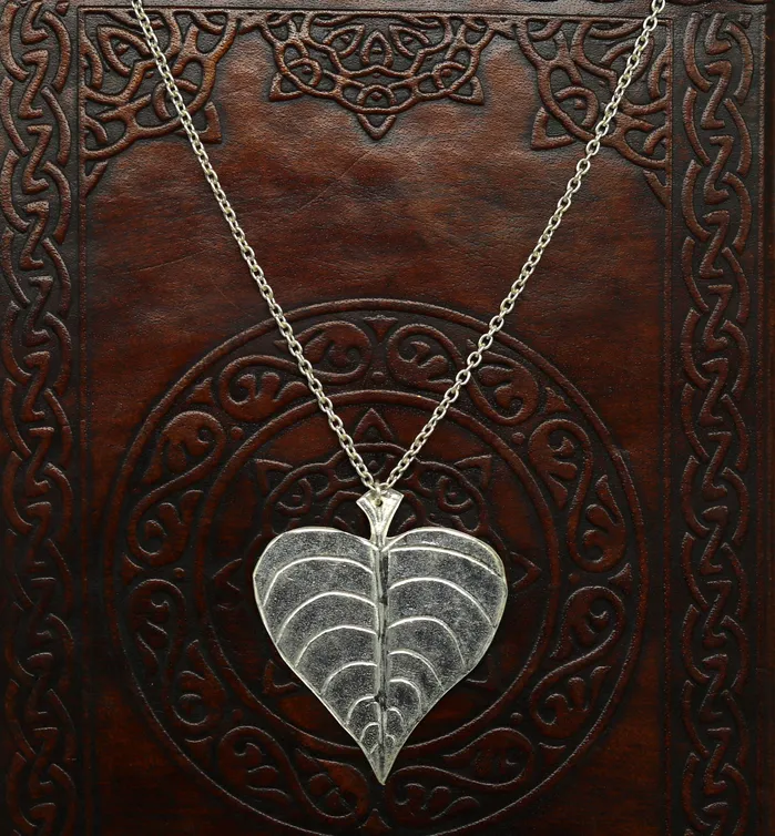 TRIBAL ORNAMENTS Necklaces 925 sterling silver heart shape peepal tree leaves pendant necklace and hoops earring customized brides jewelry belly dance jewelry nec68