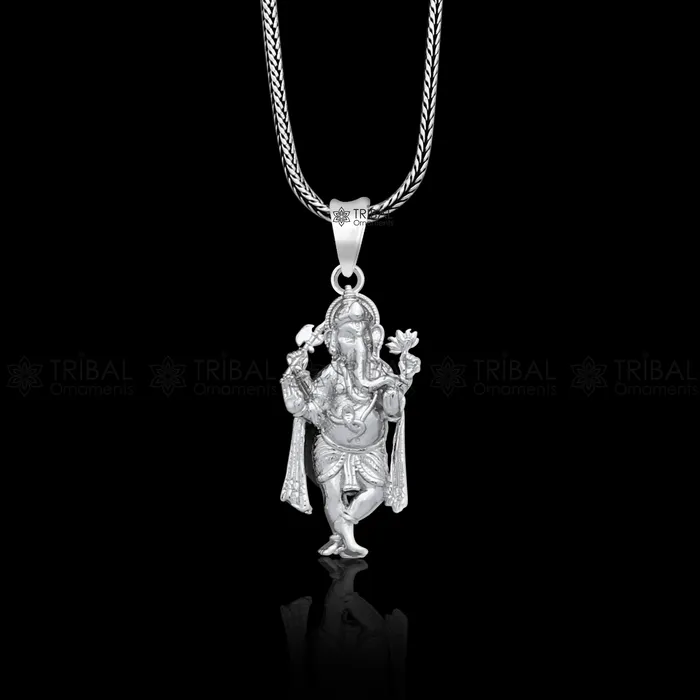TRIBAL ORNAMENTS Necklaces 925 sterling silver Lord Ganesha standing design pendant necklace Lord Ganesha unique style handmade pendant for unisex gift Nsp829 TRIBAL ORNAMENTS Necklaces 925 sterling silver Lord Ganesha standing design pendant necklace Lord Ganesha unique style handmade pendant for unisex gift Nsp829