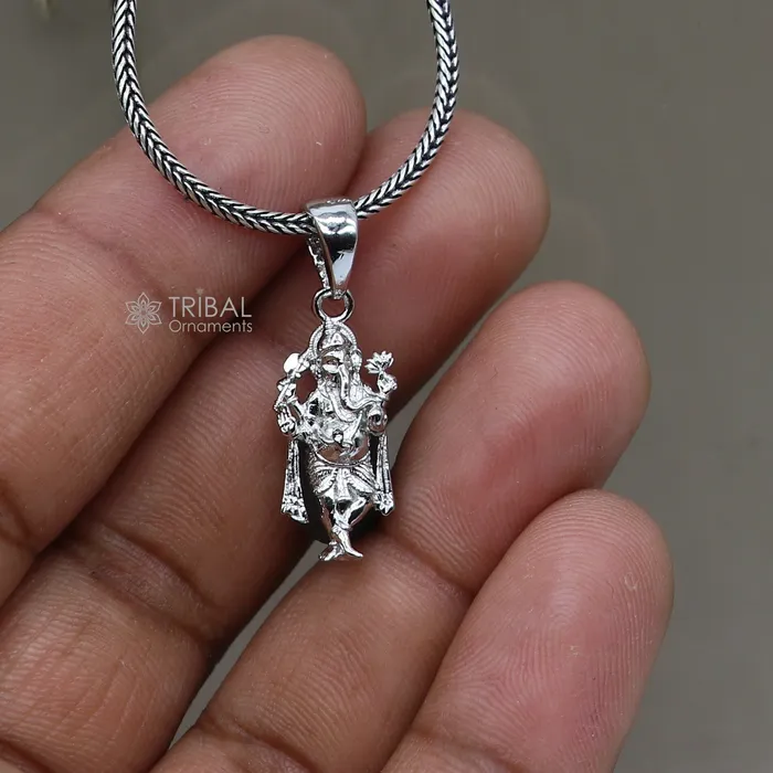 TRIBAL ORNAMENTS Necklaces 925 sterling silver Lord Ganesha standing design pendant necklace Lord Ganesha unique style handmade pendant for unisex gift Nsp829 TRIBAL ORNAMENTS Necklaces 925 sterling silver Lord Ganesha standing design pendant necklace Lord Ganesha unique style handmade pendant for unisex gift Nsp829
