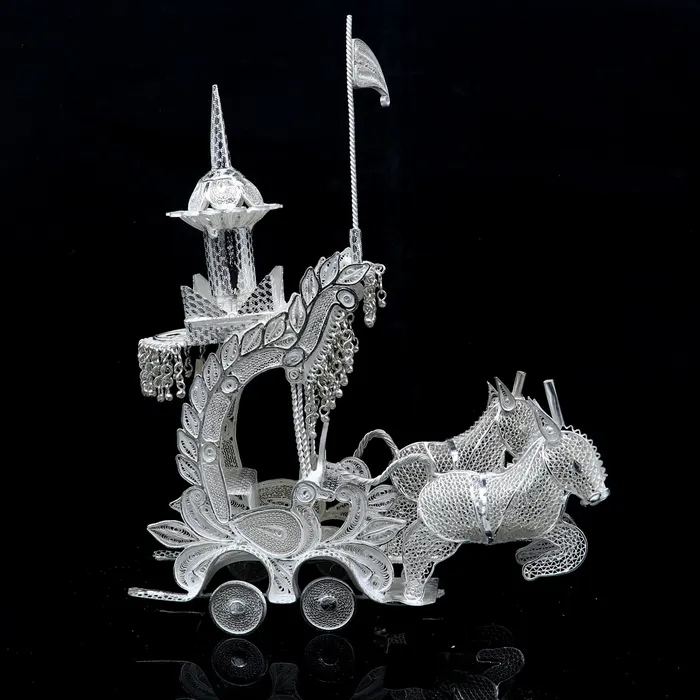 TRIBAL ORNAMENTS Necklaces 925 sterling silver lord Krishna rath silver horse cart for Laddu Gopala su1322 TRIBAL ORNAMENTS Necklaces 925 sterling silver lord Krishna rath silver horse cart for Laddu Gopala su1322