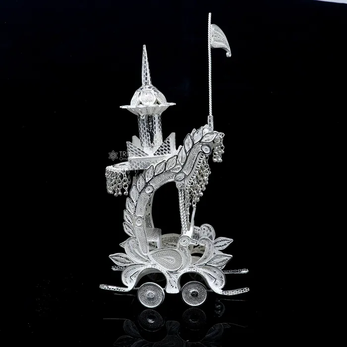 TRIBAL ORNAMENTS Necklaces 925 sterling silver lord Krishna rath silver horse cart for Laddu Gopala su1322