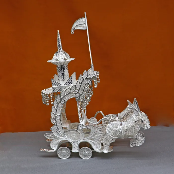 TRIBAL ORNAMENTS Necklaces 925 sterling silver lord Krishna rath silver horse cart for Laddu Gopala su1322
