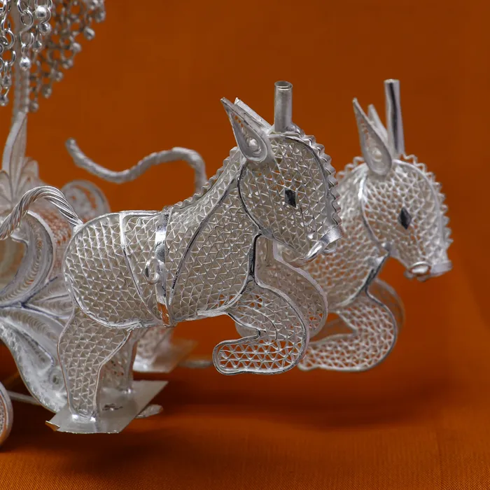TRIBAL ORNAMENTS Necklaces 925 sterling silver lord Krishna rath silver horse cart for Laddu Gopala su1322