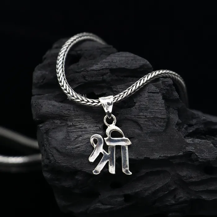 TRIBAL ORNAMENTS Necklaces 925 sterling silver SHRI Pendant powerful Hindu symbol Shree or Shri pendant locket for unisex divine jewelry necklace nsp693 TRIBAL ORNAMENTS Necklaces 925 sterling silver SHRI Pendant powerful Hindu symbol Shree or Shri pendant locket for unisex divine jewelry necklace nsp693