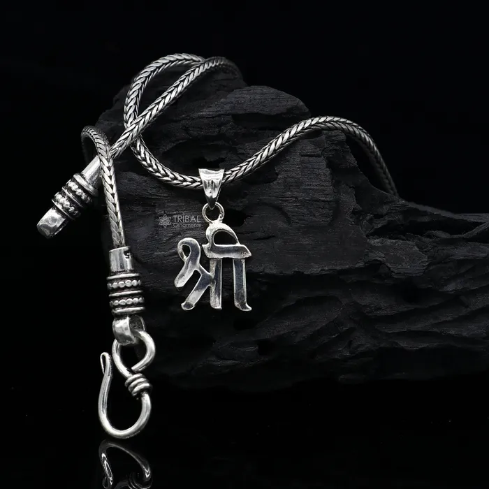 TRIBAL ORNAMENTS Necklaces 925 sterling silver SHRI Pendant powerful Hindu symbol Shree or Shri pendant locket for unisex divine jewelry necklace nsp693 TRIBAL ORNAMENTS Necklaces 925 sterling silver SHRI Pendant powerful Hindu symbol Shree or Shri pendant locket for unisex divine jewelry necklace nsp693