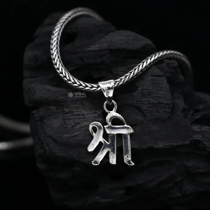 TRIBAL ORNAMENTS Necklaces 925 sterling silver SHRI Pendant powerful Hindu symbol Shree or Shri pendant locket for unisex divine jewelry necklace nsp693 TRIBAL ORNAMENTS Necklaces 925 sterling silver SHRI Pendant powerful Hindu symbol Shree or Shri pendant locket for unisex divine jewelry necklace nsp693