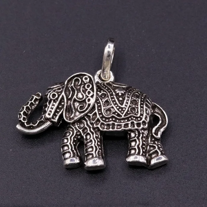 TRIBAL ORNAMENTS Necklaces 925 Sterling silver solid handmade elephant pendant excellent oxidized pendant with solid wheat chain tribal jewelry india nsp38 TRIBAL ORNAMENTS Necklaces 925 Sterling silver solid handmade elephant pendant excellent oxidized pendant with solid wheat chain tribal jewelry india nsp38