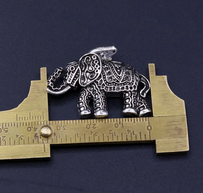 TRIBAL ORNAMENTS Necklaces 925 Sterling silver solid handmade elephant pendant excellent oxidized pendant with solid wheat chain tribal jewelry india nsp38