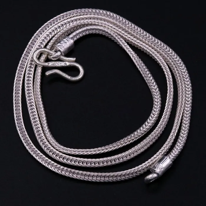 TRIBAL ORNAMENTS Necklaces 925 Sterling silver solid handmade elephant pendant excellent oxidized pendant with solid wheat chain tribal jewelry india nsp38