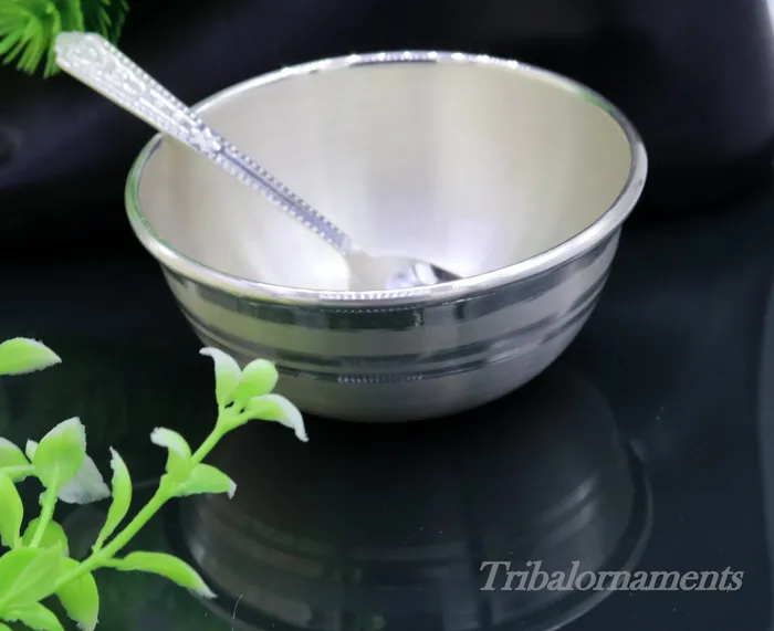 TRIBAL ORNAMENTS Necklaces Handmade 999 fine solid silver bowl tray for baby food pure silver vessels silver utensils home and kitchen accessories india sv27 TRIBAL ORNAMENTS Necklaces Handmade 999 fine solid silver bowl tray for baby food pure silver vessels silver utensils home and kitchen accessories india sv27