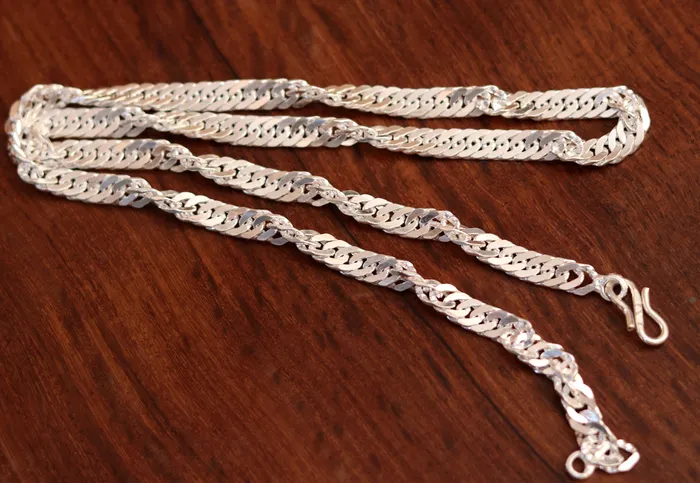 TRIBAL ORNAMENTS Necklaces Handmade sterling silver twisted design solid 24 inches long chain necklace for unisex amazing stylish gorgeous gifting necklace ch73 TRIBAL ORNAMENTS Necklaces Handmade sterling silver twisted design solid 24 inches long chain necklace for unisex amazing stylish gorgeous gifting necklace ch73