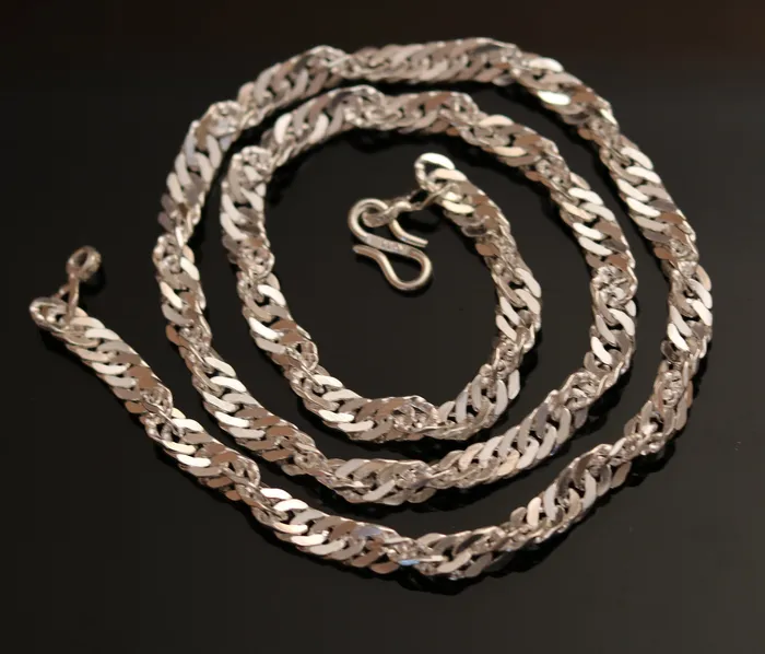 TRIBAL ORNAMENTS Necklaces Handmade sterling silver twisted design solid 24 inches long chain necklace for unisex amazing stylish gorgeous gifting necklace ch73 TRIBAL ORNAMENTS Necklaces Handmade sterling silver twisted design solid 24 inches long chain necklace for unisex amazing stylish gorgeous gifting necklace ch73