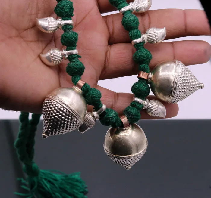 TRIBAL ORNAMENTS Necklaces Indian tribal handmade sterling silver gorgeous necklace vintage antique stylish tribal necklace belly dance jewelry set31