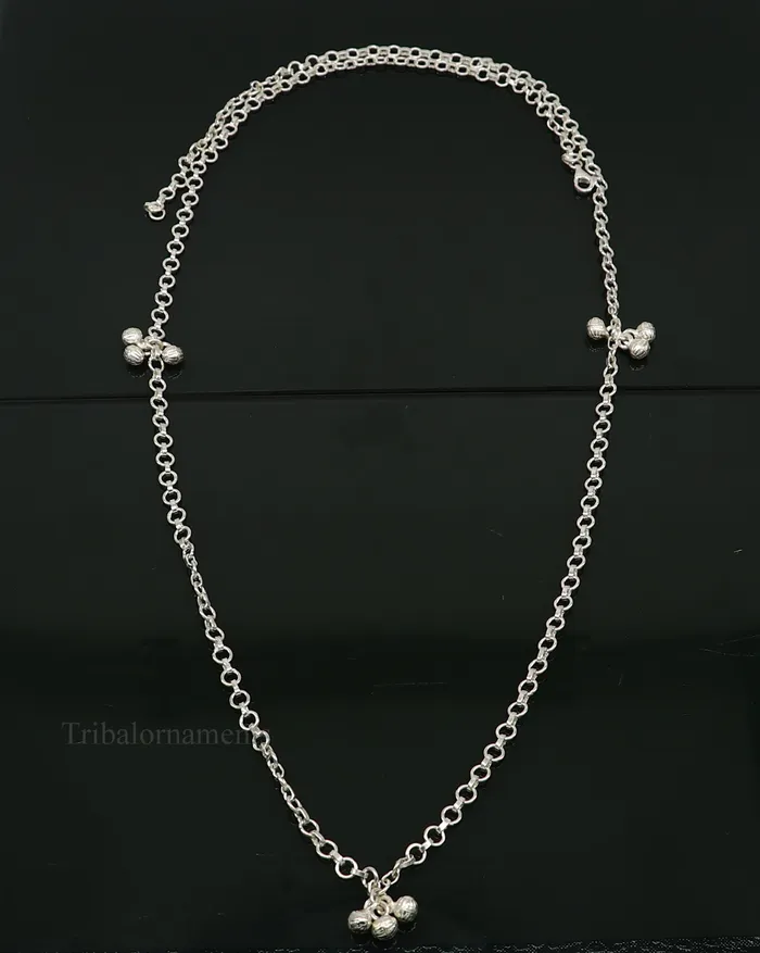 TRIBAL ORNAMENTS Necklaces Pure 925 sterling silver handmade Link chain design belly chain waist chain gorgeous belly Saree chain belt for dance tribal jewelry wch09