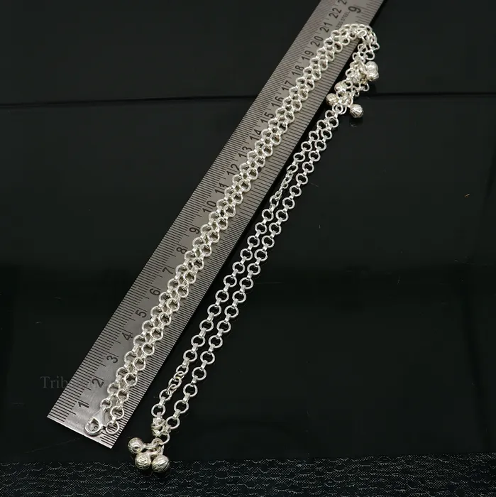 TRIBAL ORNAMENTS Necklaces Pure 925 sterling silver handmade Link chain design belly chain waist chain gorgeous belly Saree chain belt for dance tribal jewelry wch09