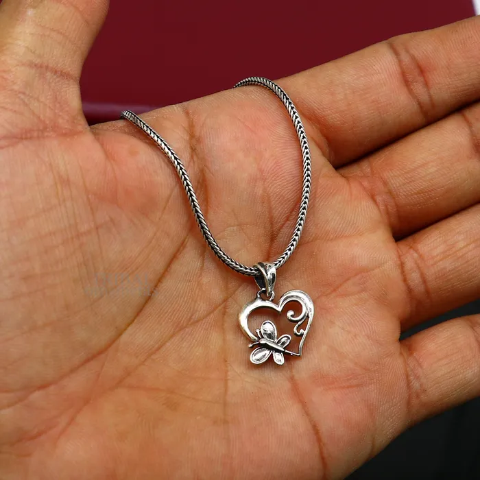 TRIBAL ORNAMENTS Necklaces solid 925 sterling silver heart pendant excellent unique design stylish unisex personalized gift pendant jewelry ssp1690