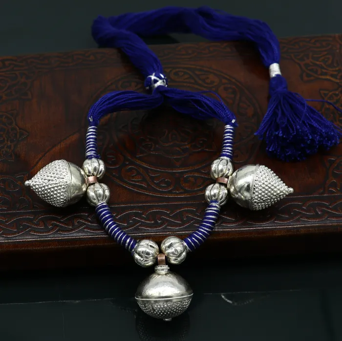 TRIBAL ORNAMENTS Necklaces Solid sterling silver gorgeous vintage tribal Indian traditional look necklace stylish choker necklace belly dance jewelry set179