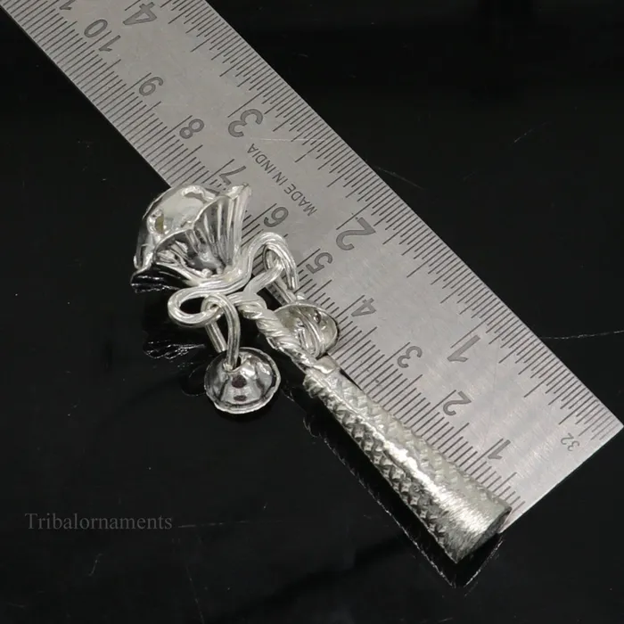 TRIBAL ORNAMENTS Necklaces Solid sterling silver handmade design new born baby gifting bells toy baby krishna gifting toy silver whistle silver temple article su409