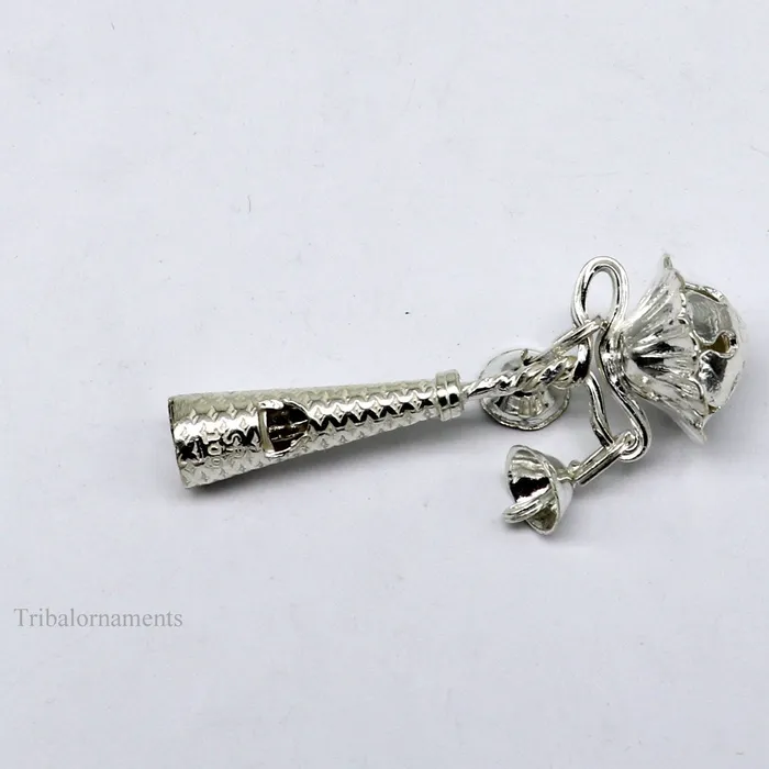 TRIBAL ORNAMENTS Necklaces Solid sterling silver handmade design new born baby gifting bells toy baby krishna gifting toy silver whistle silver temple article su409
