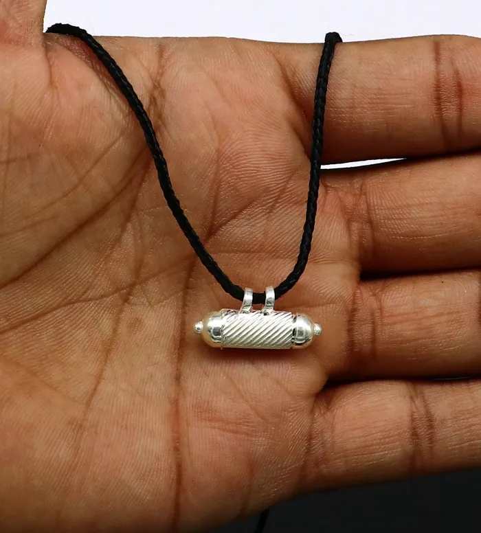 TRIBAL ORNAMENTS Necklaces Solid sterling silver handmade gorgeous round shape vintage amulet box pendant mantra box silver tabiz kavacham tribal jewelry ssp684