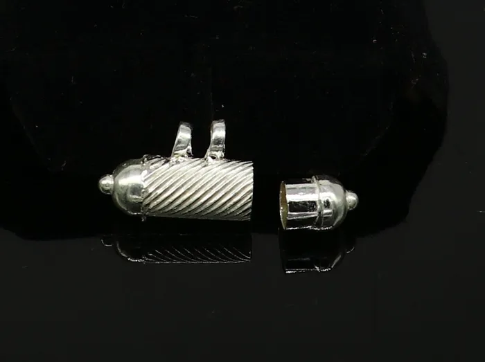 TRIBAL ORNAMENTS Necklaces Solid sterling silver handmade gorgeous round shape vintage amulet box pendant mantra box silver tabiz kavacham tribal jewelry ssp684