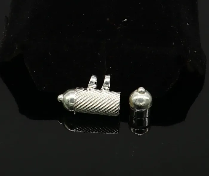 TRIBAL ORNAMENTS Necklaces Solid sterling silver handmade gorgeous round shape vintage amulet box pendant mantra box silver tabiz kavacham tribal jewelry ssp684