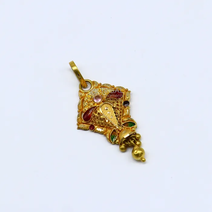 TRIBAL ORNAMENTS Necklaces Traditional cultural filigree work trendy 22kt yellow gold functional pendant amazing ethnic brides pendant jewelry gp28
