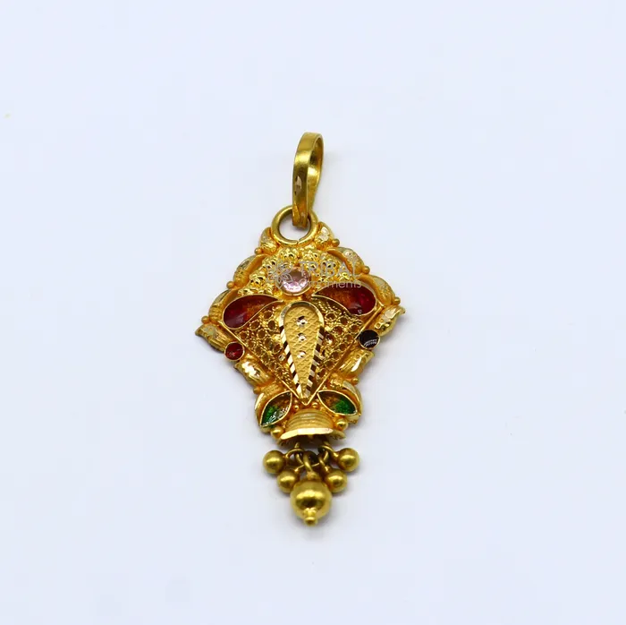 TRIBAL ORNAMENTS Necklaces Traditional cultural filigree work trendy 22kt yellow gold functional pendant amazing ethnic brides pendant jewelry gp28