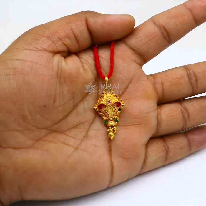 TRIBAL ORNAMENTS Necklaces Traditional cultural filigree work trendy 22kt yellow gold functional pendant amazing ethnic brides pendant jewelry gp28