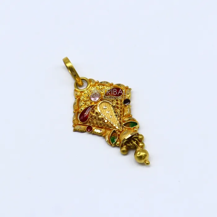 TRIBAL ORNAMENTS Necklaces Traditional cultural filigree work trendy 22kt yellow gold functional pendant amazing ethnic brides pendant jewelry gp28