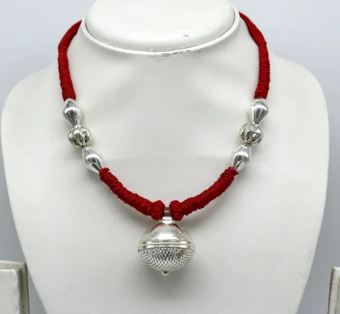 TRIBAL ORNAMENTS Necklaces Vintage design solid silver gorgeous vintage tribal Indian traditional look necklace stylish choker necklace belly dance jewelry set180
