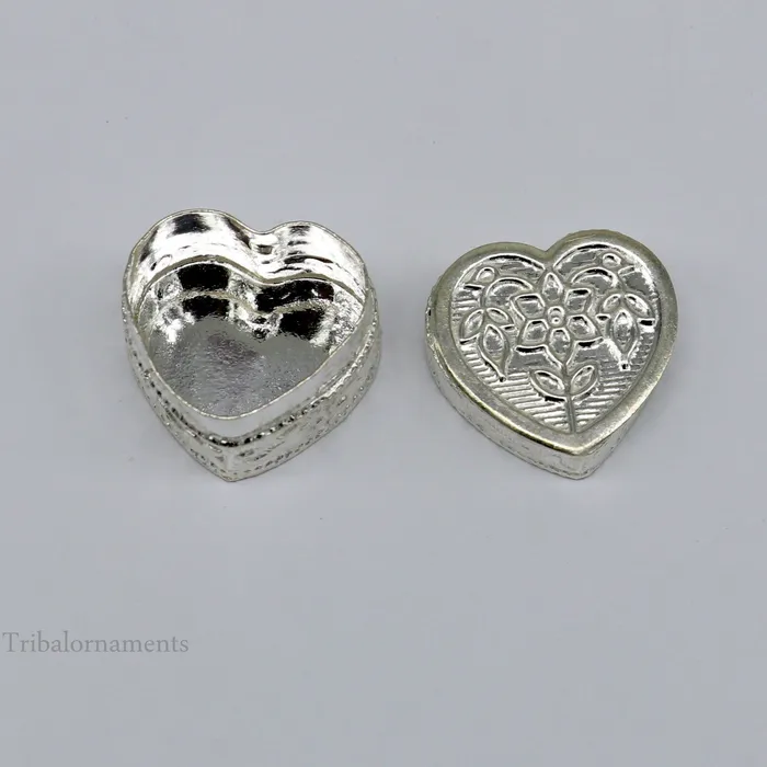 TRIBAL ORNAMENTS Rings 925 sterling silver trinket box kajal boxcasket box bridal heart shape box collection container box eyeliner box gifting art stb172