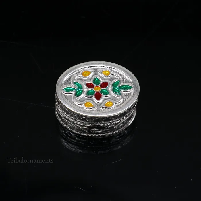 TRIBAL ORNAMENTS Rings 925 sterling silver trinket box kajal boxcasket box bridal oval shape box collection container box eyeliner box gifting art stb166